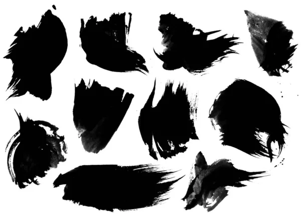 Paint Drawing Black Smear Witte Achtergrond Handgetekende Abstracte Illustratie Grunge — Stockfoto