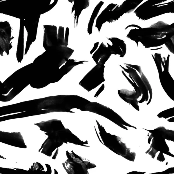 Paint Drawing Black Smear White Background Hand Drawn Abstract Illustration — Stock Photo, Image