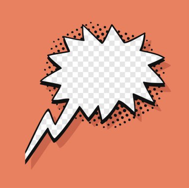 Mesajsız ve şeffaf bir arkaplan olmadan sanatsal konuşma balonu. Çerçevelerin çizgi film tarzı vektör koleksiyonu. Çizgi roman illüstrasyonu