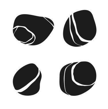 Soyut Vektör Doğa Arka plan Gevşeme Taşları. Masaj için El Kalıbı Kayaları. Moda İllüstrasyonu Siyah ve Beyaz Spa dokusu 