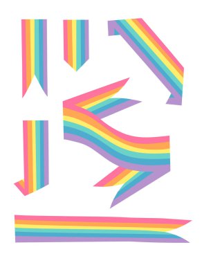 Vektör Düz Çizim Gökkuşağı. Çizgi film Renkli Gurur Çizimi. LGBTQ Bayrak Desteği Simge Kurdelesi