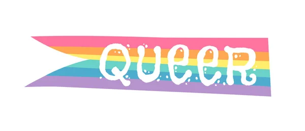 Vector Flat Illustration Rainbow Text Cartoon Pride Colorful Drawing Lgbtq — 스톡 벡터