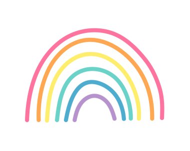 Vektör Doodle Çizimi Gökkuşağı. Çizgi film Renkli Gurur Çizimi. El Çizimi LGBTQ Bayrak Desteği Kurdele Çizimi