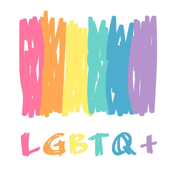Vektor Doodle Illustration Rainbow Tecknad Pride Färgglada Ritning Handritad Hbtq — Stock vektor