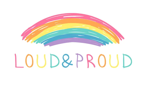 Εικονογράφηση Vector Doodle Rainbow Ζωγραφική Cartoon Pride Πολύχρωμο Χειροκίνητη Lgbtq — Διανυσματικό Αρχείο