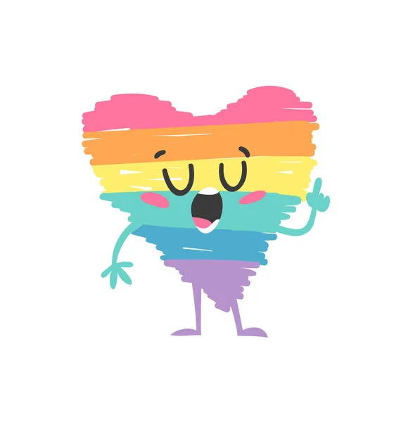 Vektor Doodle Illustration Rainbow Heart Emoji Tecknad Pride Färgglada Ritning — Stock vektor