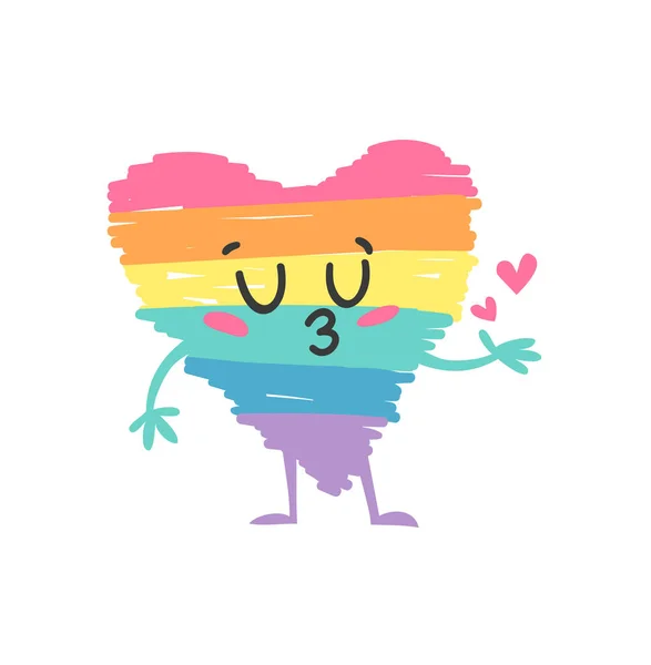 Vektor Doodle Illustration Rainbow Heart Emoji Tecknad Pride Färgglada Ritning — Stock vektor