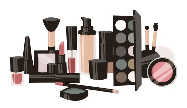 Outils Maquillage Dessinés Main Illustration Mode Dessin Animé Ensemble Vectoriel — Image vectorielle