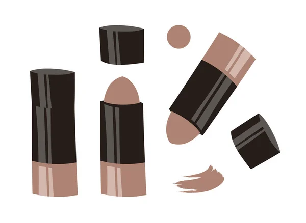 Hand Tecknad Tecknad Mode Illustration Makeup Verktyg Penna Ellerrektor Vektor — Stock vektor