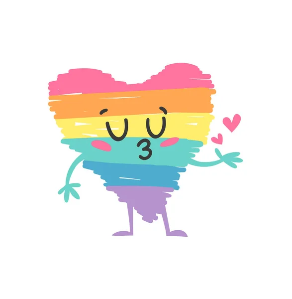 Vector Doodle Illustration Rainbow Heart Emoji Dibujo Animado Orgullo Colorido — Vector de stock