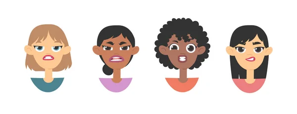 Emocionais Emoji Mulheres Desenhos Animados Ilustração Estilo Emoticon Feminino Isolado — Vetor de Stock