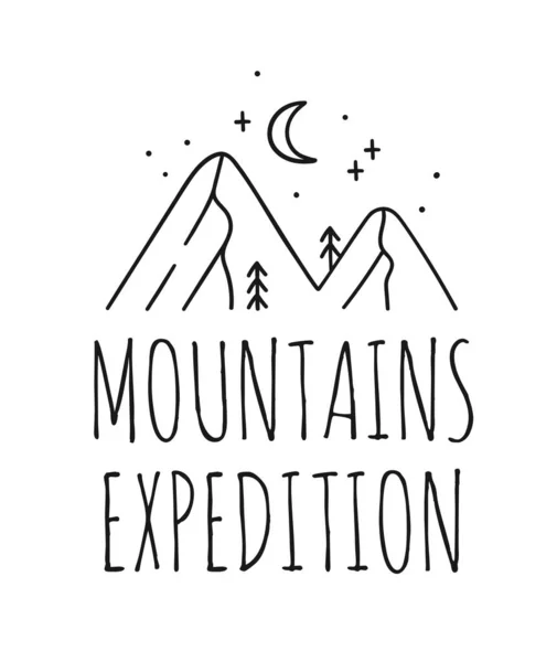 Handgetekend Mountain Logo Set Skigebied Vector Icoon Doodle Element Great — Stockvector