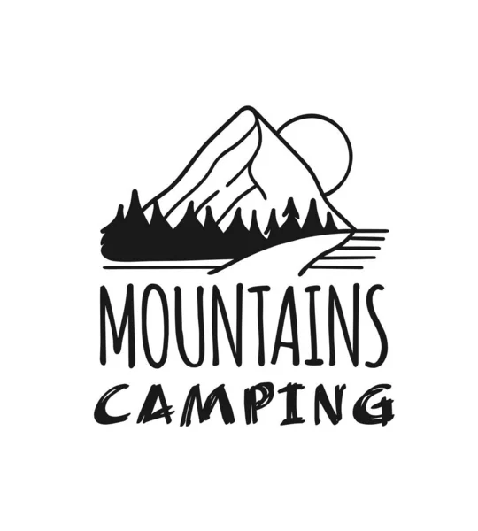 Conjunto Logotipo Montanha Desenhado Mão Ski Resort Vetor Ícone Elemento — Vetor de Stock