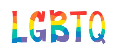 Vektör Doodle Çizimi Gökkuşağı Kelimesi. Karikatür Renkli Çizim Metni. El Çizimi LGBTQ Bayrak Desteği Kurdele Çizimi