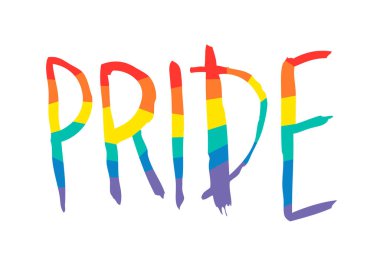 Vektör Doodle Çizimi Gökkuşağı Kelimesi. Karikatür Renkli Çizim Metni. El Çizimi LGBTQ Bayrak Desteği Kurdele Çizimi