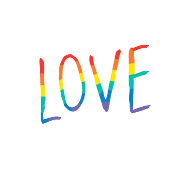 Vektör Doodle Çizimi Gökkuşağı Kelimesi. Karikatür Renkli Çizim Metni. El Çizimi LGBTQ Bayrak Desteği Kurdele Çizimi