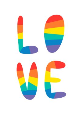 Vektör Doodle Çizimi Gökkuşağı Kelimesi. Karikatür Renkli Çizim Metni. El Çizimi LGBTQ Bayrak Desteği Kurdele Çizimi