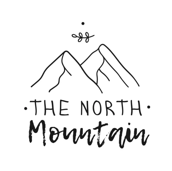 Handritat Mountain Logo Set Skidanläggningens Vektorikon Doodleelement Stor Utomhus Symbol — Stock vektor