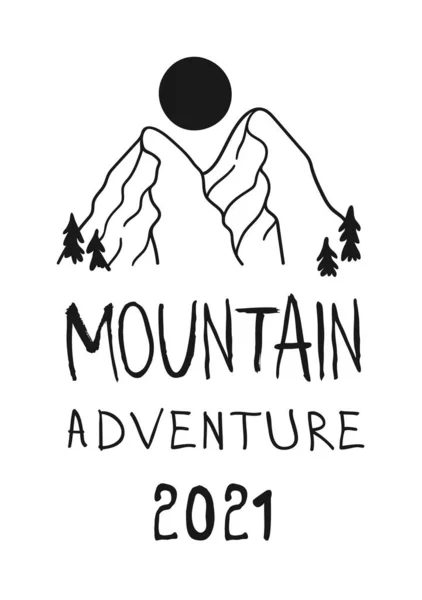 Handgetekend Mountain Logo Set Skigebied Vector Icoon Doodle Element Great — Stockvector