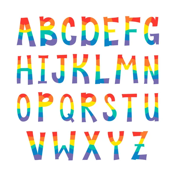 Vector Flat Illustration Rainbow Font Dibujos Animados Orgullo Dibujo Colorido — Vector de stock