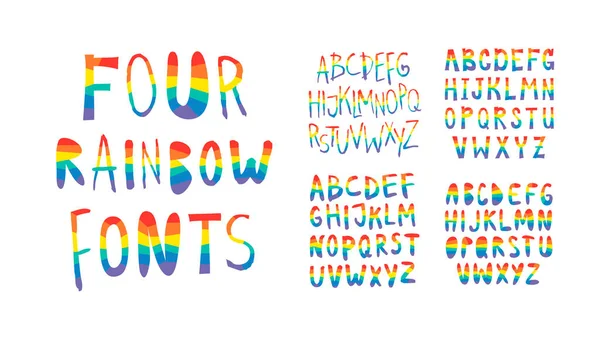 Vector Flat Illustration Rainbow Font Desenho Colorido Abc Orgulho Dos —  Vetores de Stock