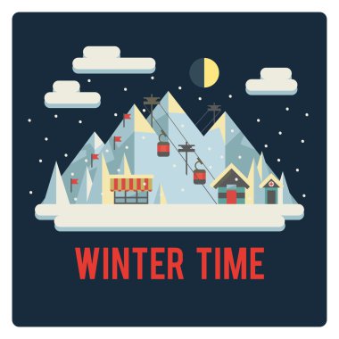 Kayak Merkezi dağlar, kış, gece