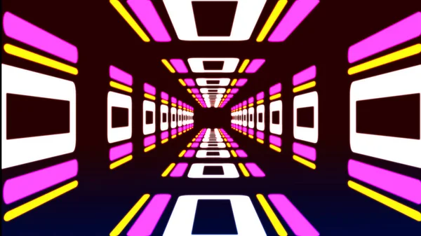 Abstract background with animation of flight in abstract futuristic tunnel with neon red light. Animation of seamless loop.