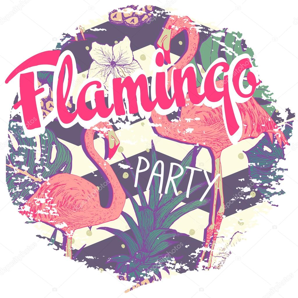 Tropical print with slogan in vector