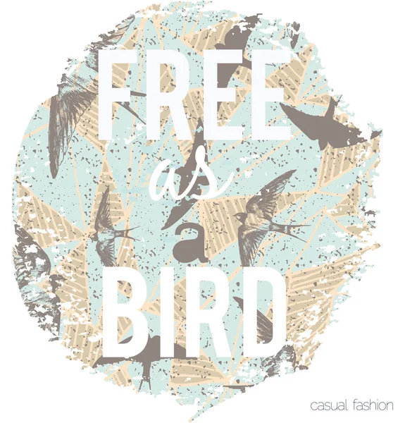 Slogan print sur fond d'oiseaux volants, vecteur — Image vectorielle