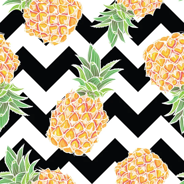 Seamless pattern with pineapple in vector — Stock Vector