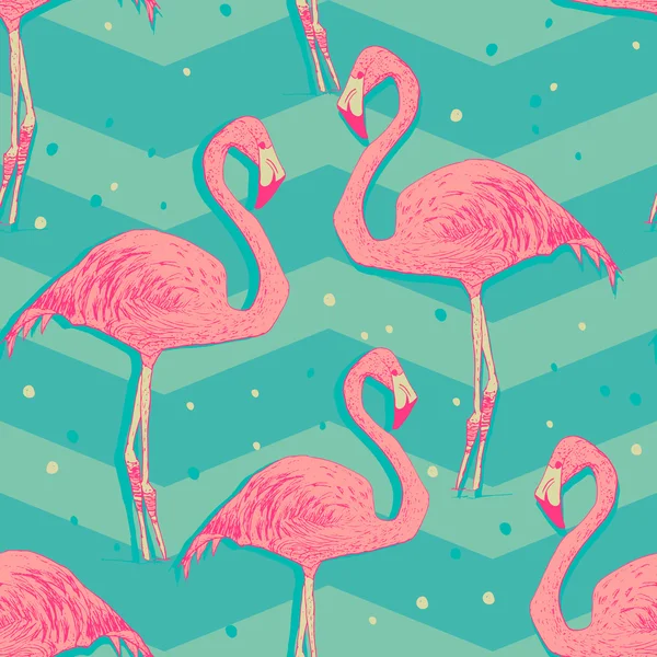 Naadloos patroon met flamingo vogels — Stockvector