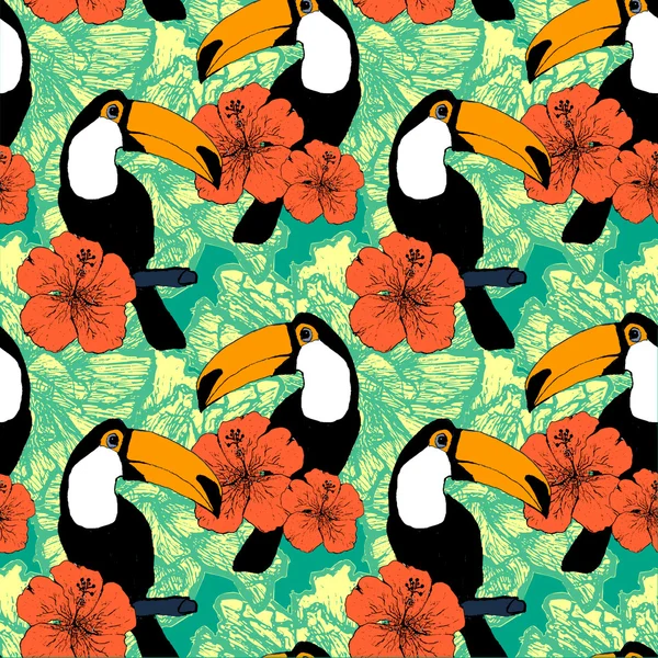 Seamless vector pattern with toucans — Stock Vector