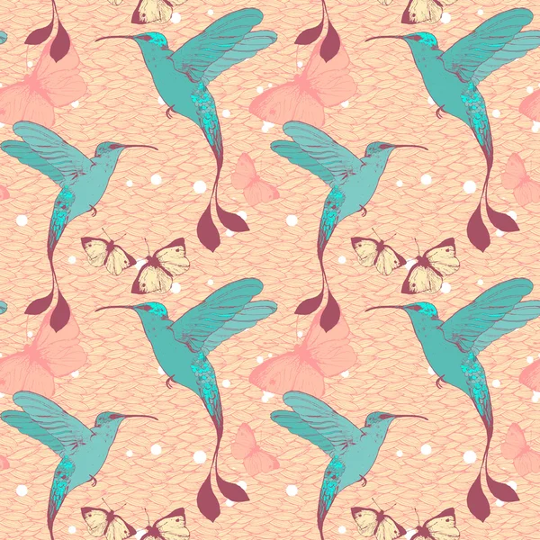 Parlak vektör desen colibri kuşlar ve kelebekler