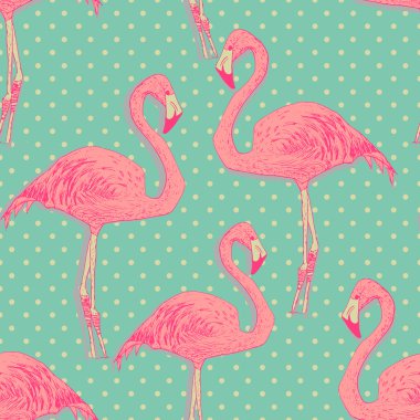 sorunsuz flamingo kuşu desen. elle çizilmiş vektör