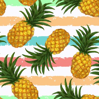 El çizimi pürüzsüz kalıp ve vektör içinde ananas