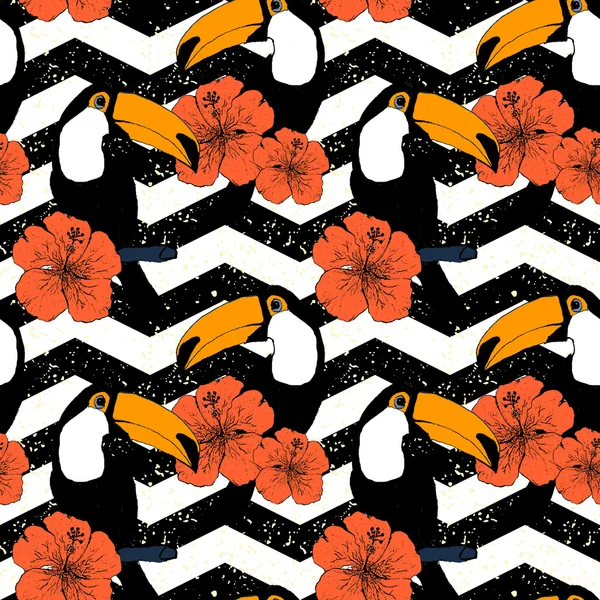 Toucans vektör ile el çekilmiş seamless modeli