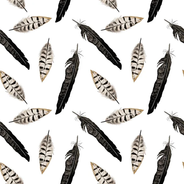 无缝模式与羽毛和向量中的箭头 — 图库矢量图片