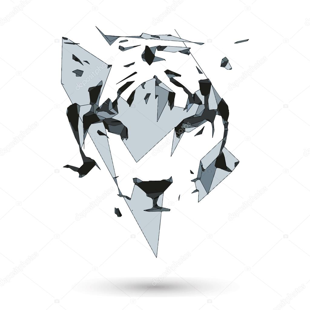 Conceptual polygonal tiger. Abstract vector Illustration, low poly style. Stylized design element.