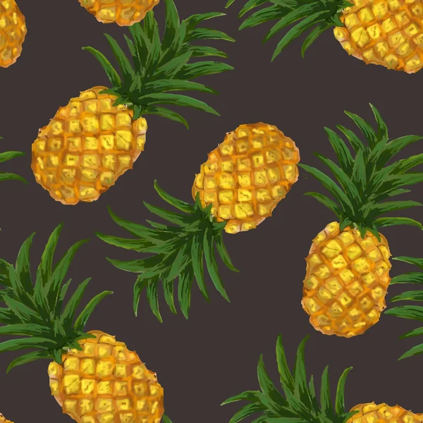 Hand drawn seamless pattern with pineapple in vector — Stock Vector