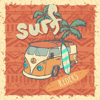 Van Surf Illustration, t-shirt graphics, vectors, typography vector