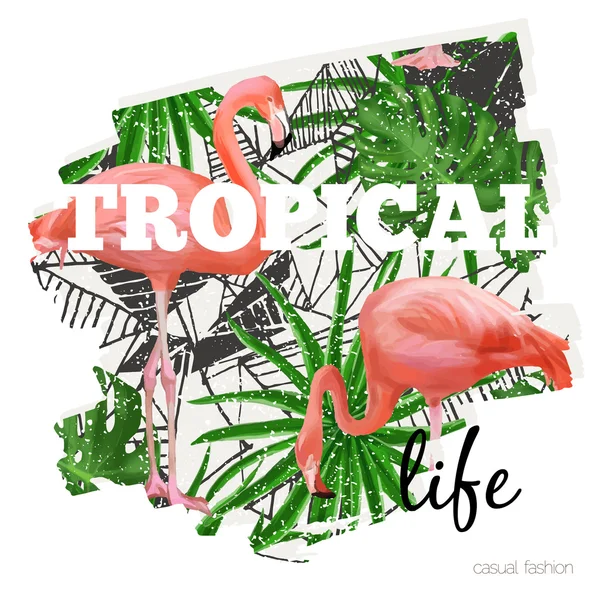 Grafica tropicale con slogan in vettoriale — Vettoriale Stock