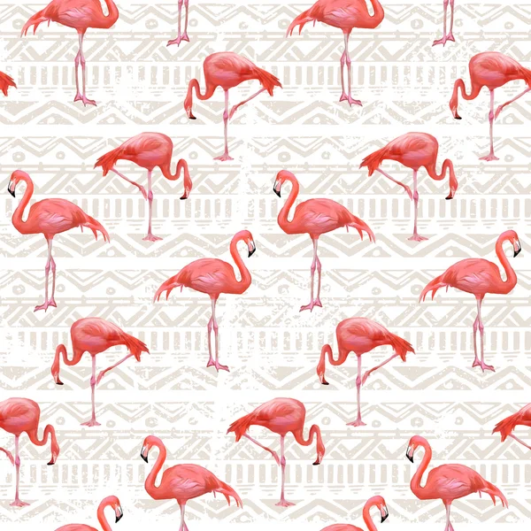 Flamingo Bird Background. Patrón de vector inconsútil — Archivo Imágenes Vectoriales