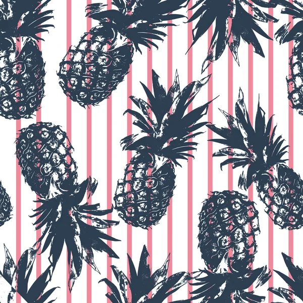 Ananas desen pembe çizgili arka plan üzerinde