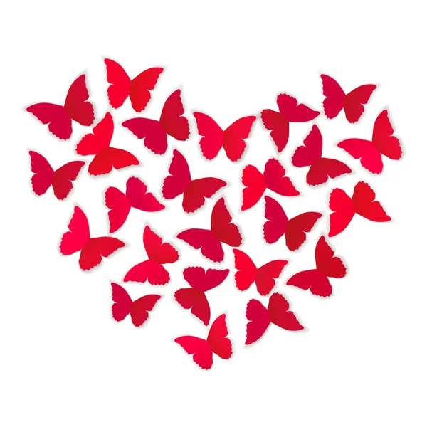 Corazón de mariposas. Ilustración vectorial . — Archivo Imágenes Vectoriales