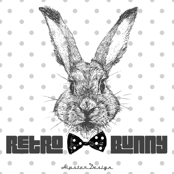 Tavşan baş ve vektör sloganı ile Vintage grafiği
