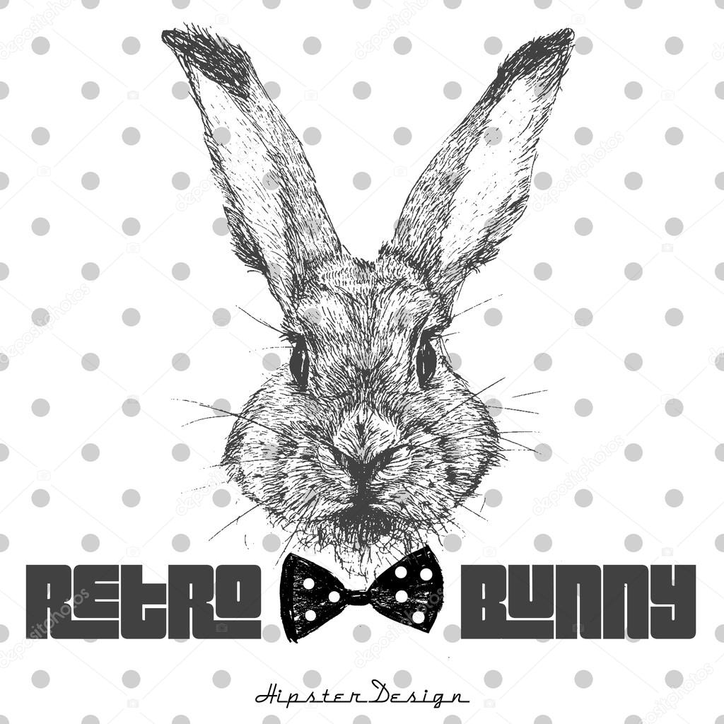 Vintage graphic with rabbit head and slogan in vector