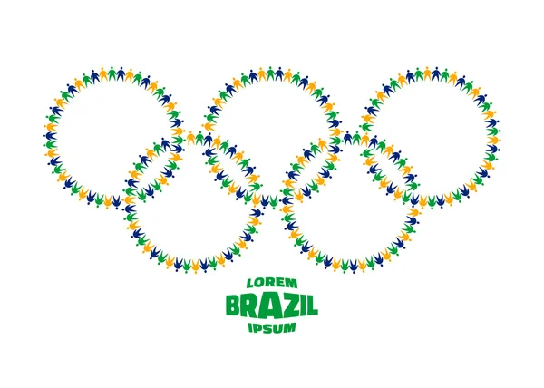 Ícone círculos com pictogramas pessoas usando o Brasil 2016 cores da bandeira . —  Vetores de Stock