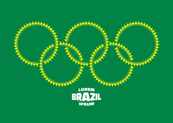 Ícone círculos com pictogramas pessoas usando o Brasil 2016 cores da bandeira —  Vetores de Stock
