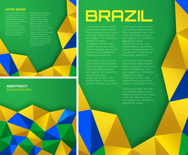 Set geometrische achtergronden vector met behulp van Brazilië vlag kleuren. — Stockvector