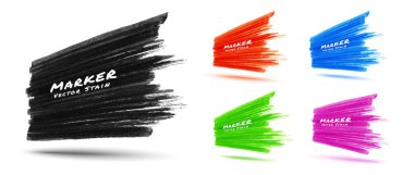 Bakış açısına göre rengarenk işaret lekesi dokusu seti. Grunge desenli satış afişi. Vektör logosu illüstrasyonu.